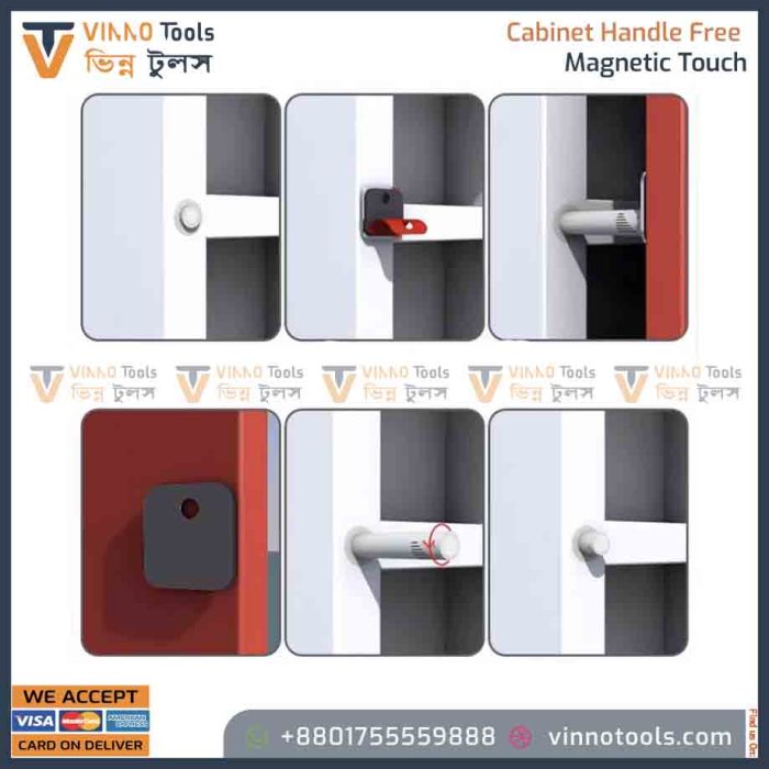 Cabinet Concealed Handle Free Magnetic Touch - Image 4